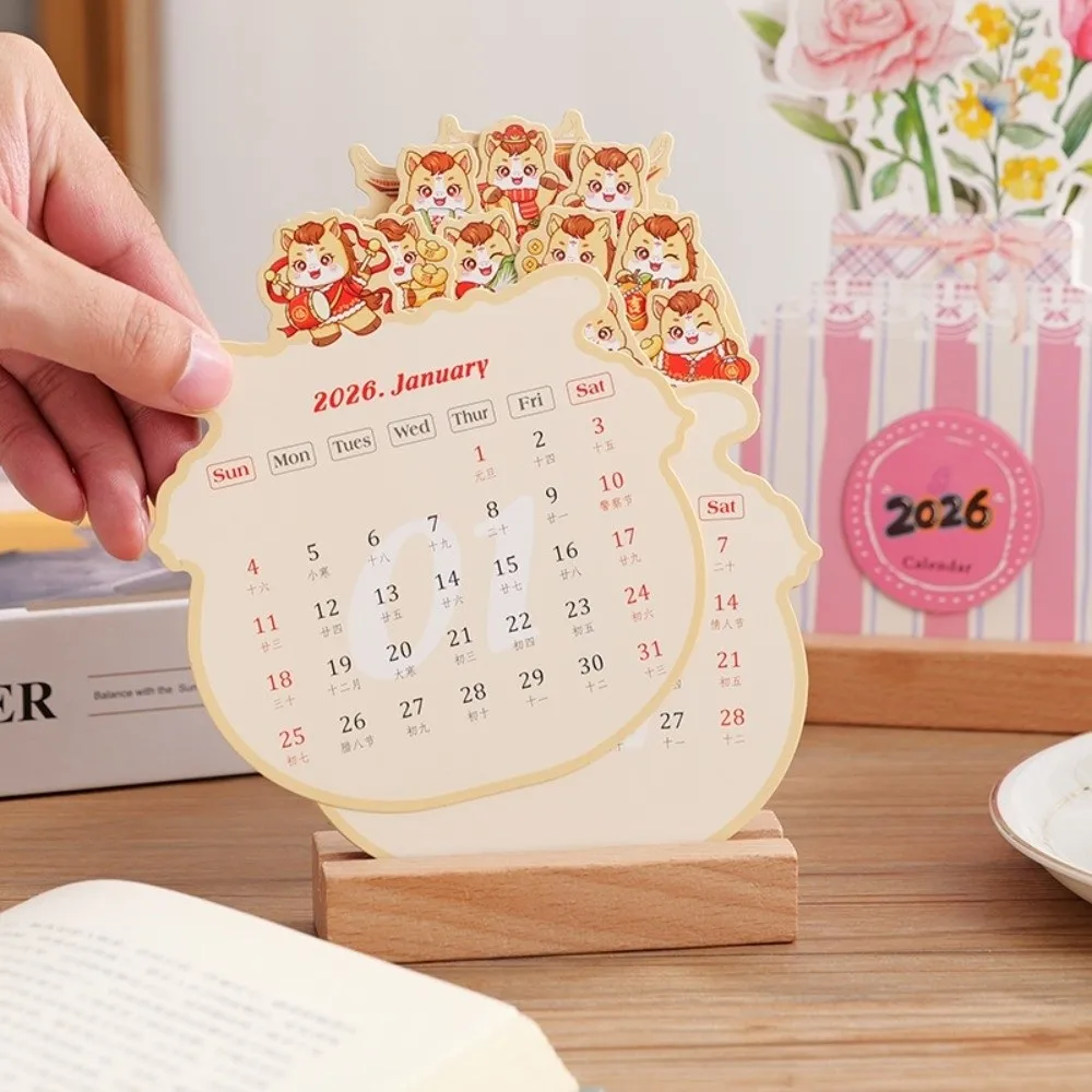 

New Wooden Base 2026 Desktop Calendar DIY Detachable Base Desk Calendar Date Display Monthly Planner New Year