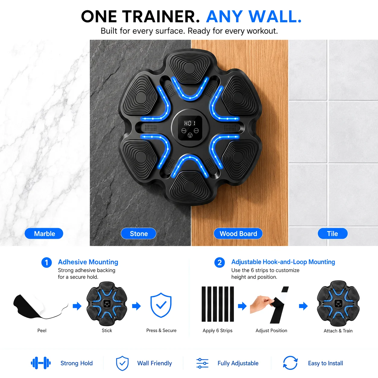 Hexagonal Punching Trainer, Bluetooth Smart Musical Boxing Target , Boxing Targets Workout Machine for Kids and Adults - view 5