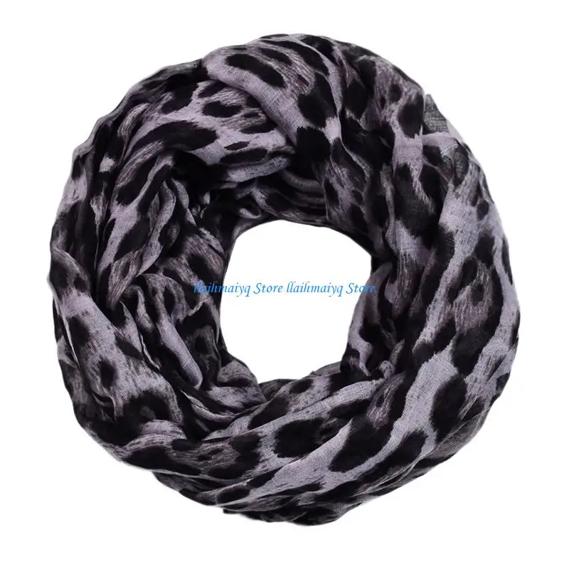 

573B Leopard Print Neck Warmer Lightweight Scarf Convertible Head Wrap Outdoor Use