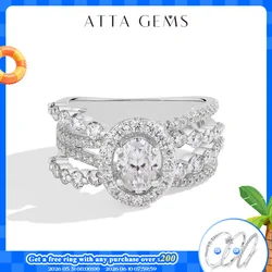 ATTAGEMS Oval Cut 1.0CT Moissanite Rings Full D VVS1 Diamond S925 Sterling Silver for Women Engagement Bride Jewelry Luxury Gift
