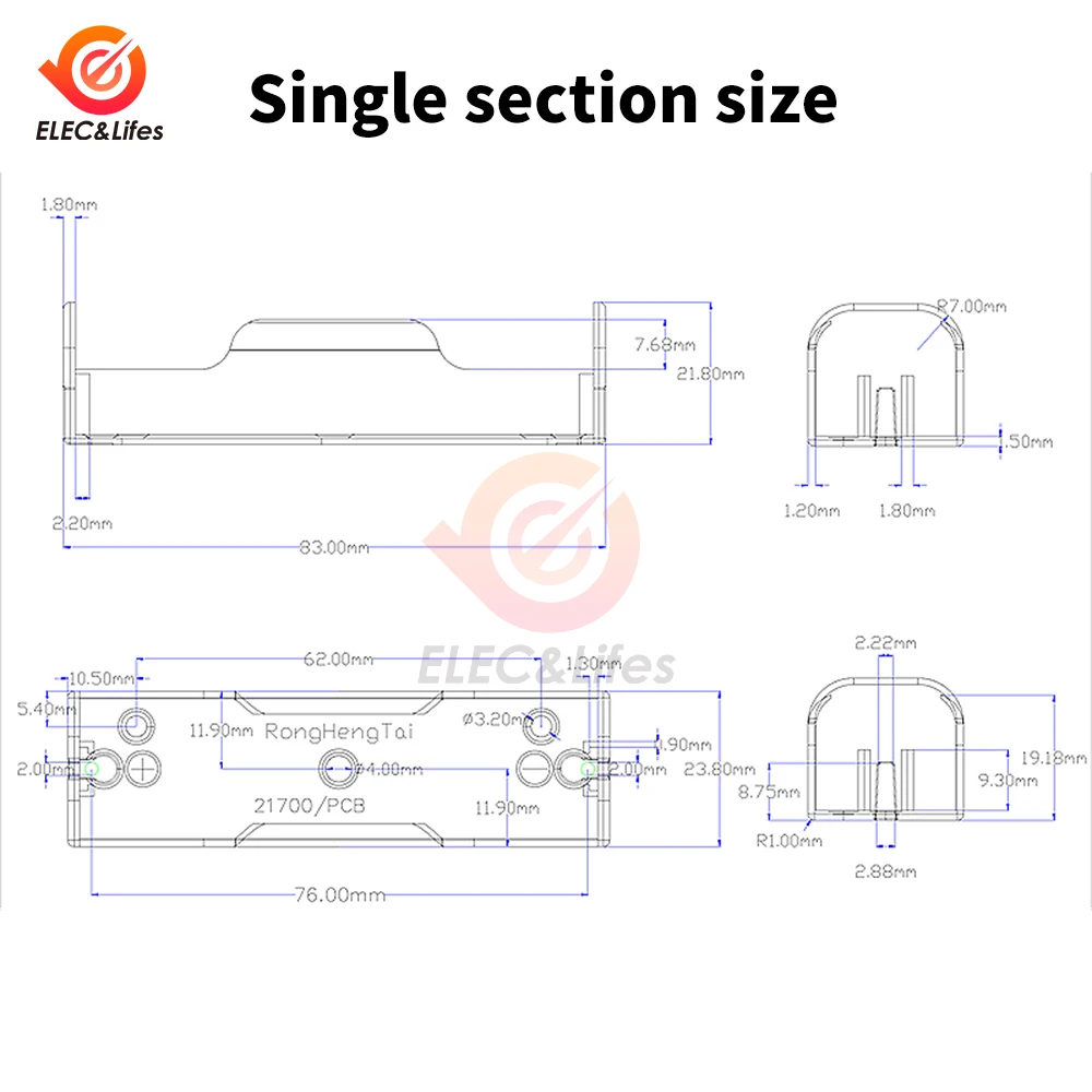 1Pcs 21700 Battery Holder SMD Battery Box 1S 2S 3S 4S 21700 Storage Box 1/2/3/4*21700 DC Battery Case SMT SMD