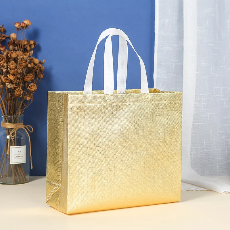 StoBag 25pcs Wholesale Non-woven Tote Shopping Bag Fabric Portable Waterproof Storage Reusable Pouch Custom Logo(Extra Fee)