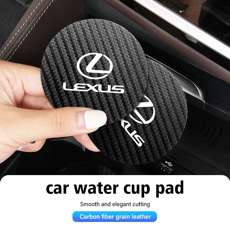 Carbon Fiber Car Coaster Non-slip Water Cup Holder Insert Mat For Lexus CT ES GS NX IS250 CT200h IS300h ES300h ERX400h NX300h