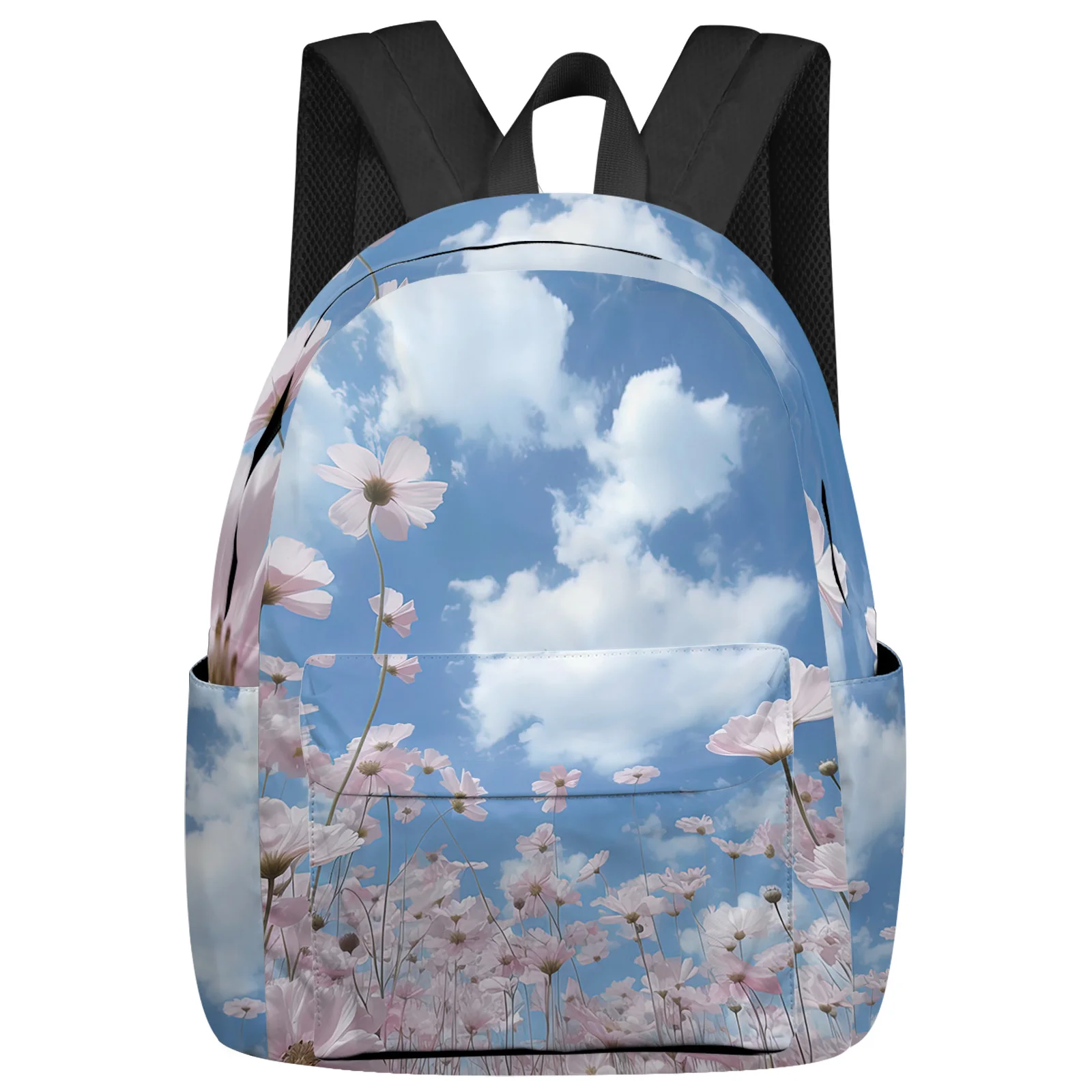 

Sky White Clouds Flower Buds Student School Bags Laptop Custom Backpack For Men Women Female Travel Mochila