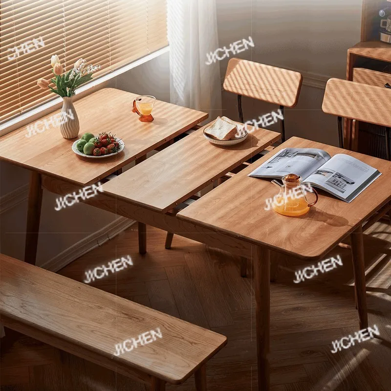 

Скандинавский выдвижной обеденный стол из цельного дерева, обеденный стол для небольшой квартиры и комбинация стульев, складной бытовой журнальный обеденный стол