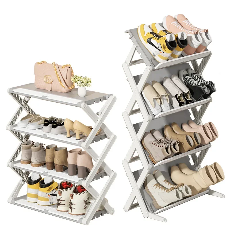 Installation-free Multi-layer Storage Artifact Shoe Box Home Space-saving Folding Shoe Rack Dormitory Door Shoe Cabinet