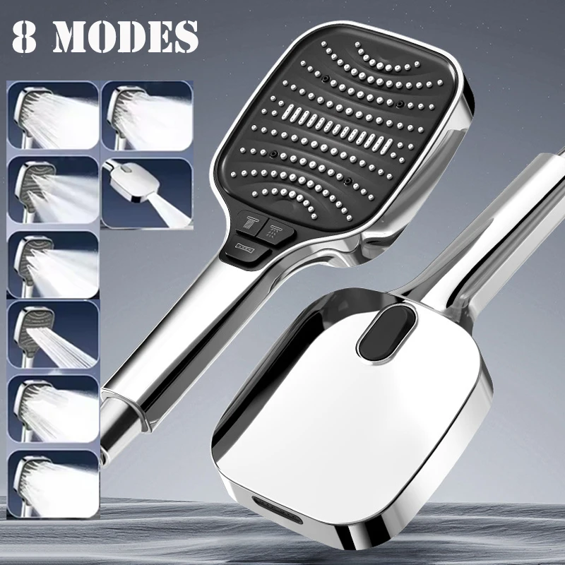 Large Shower Head 8 Modes Adjustable Shower Head Bathroom High-pressure Water-saving Shower Mixer Nozzles Bathroom Accessories