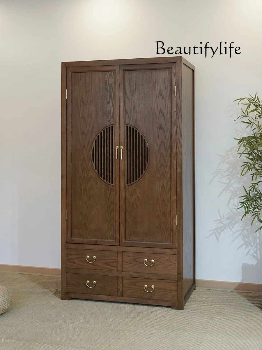 

Nordic Antique Style Solid Wood Wardrobe Household Minimalist Wardrobe