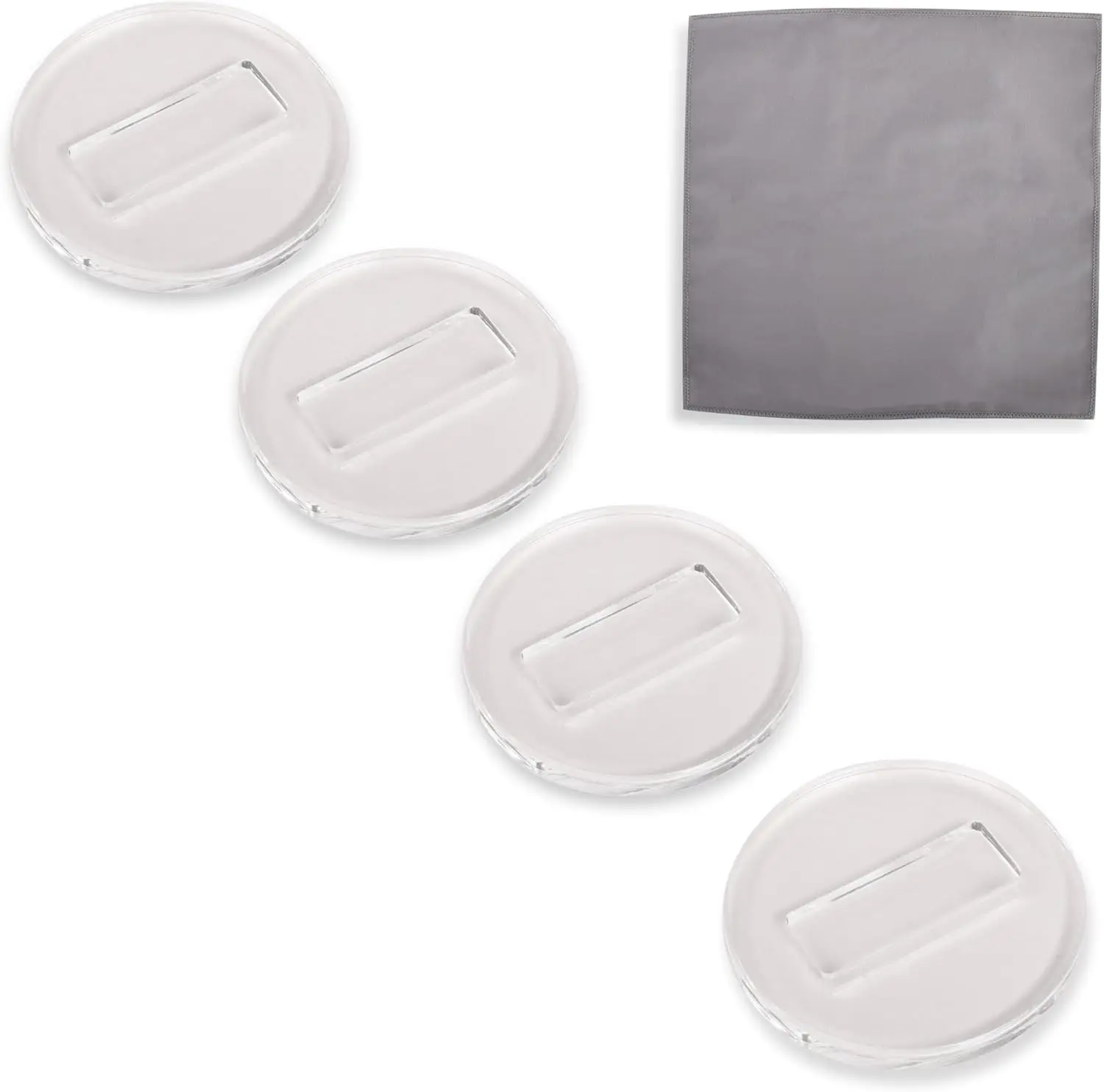 

4" Clear Piano Caster Cups for Upright Pianos by - 4 Pack with Dust Cloth