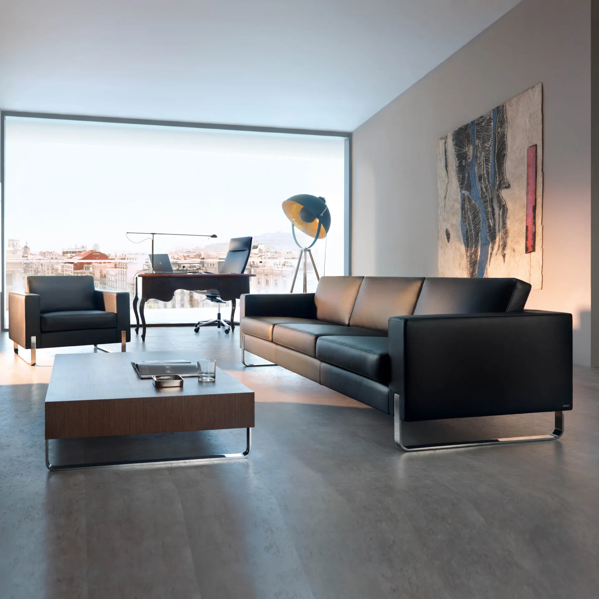 

Office sofa simple meeting area leisure business reception room three-person office creative sofa coffee table combination