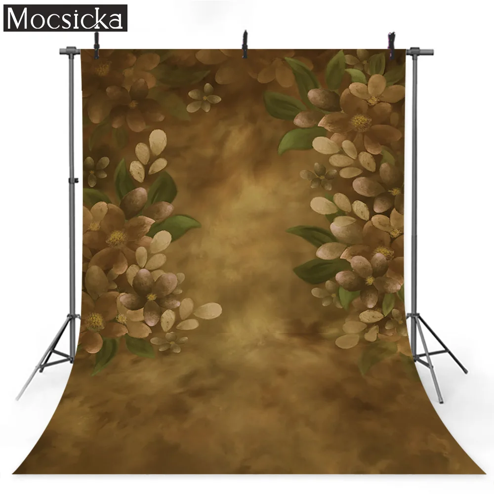 

MOCSICKA Art Photography Backdrop Brown Flower Children Birthday Shooting Props Adult Portrait Photography Booths Backgrounds