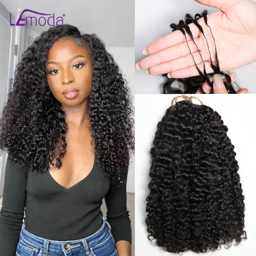 

Наращивание волос Lemoda Crochet Braids, натуральные волосы 15A, кудрявые, для плетения и наращивания, 1/2/3/4 шт., 14-26 дюймов