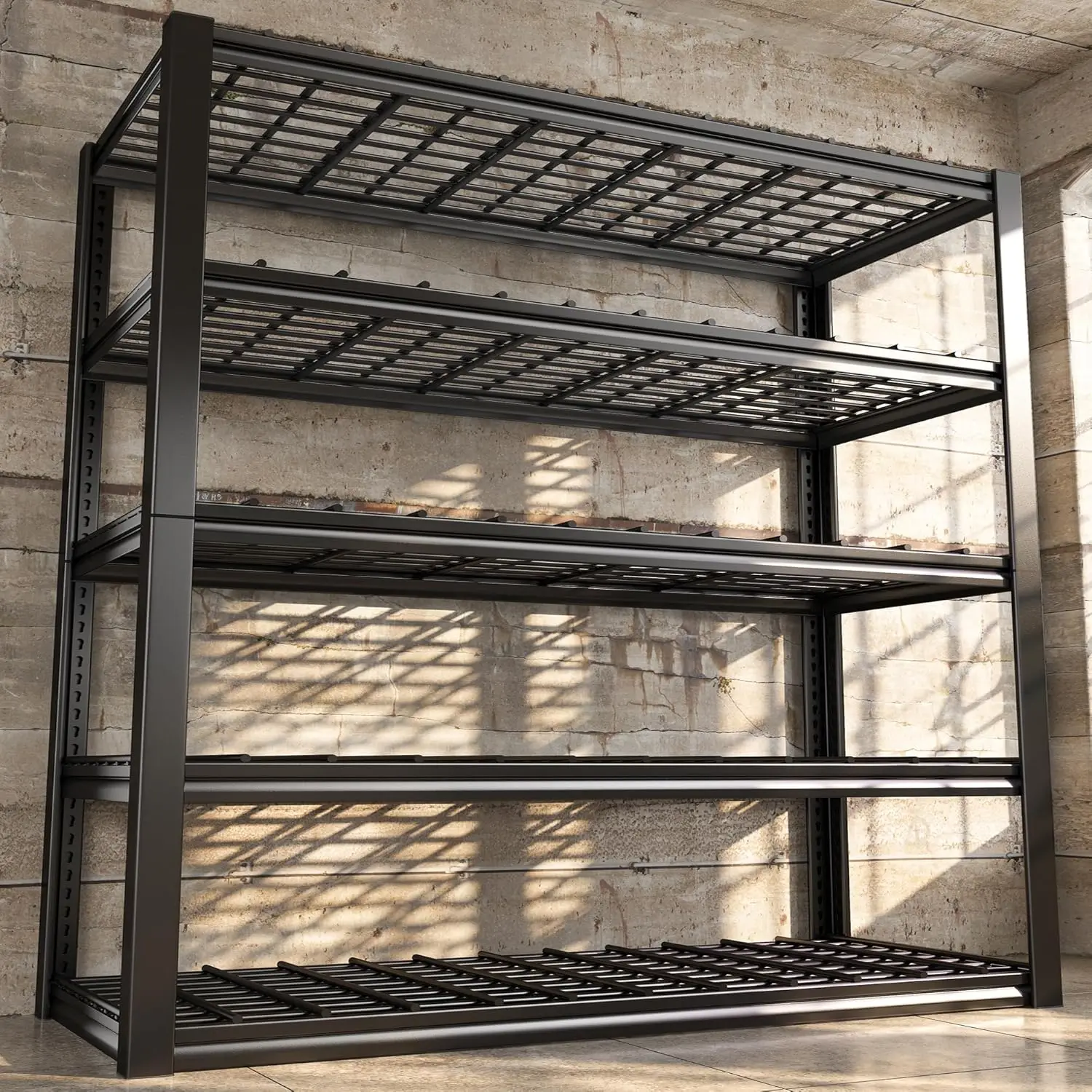 48''W X 72''H X18''D Garage Storage Shelves Heavy Duty Shelving 5 Tier Adjustable Garage  Metal Shelves9