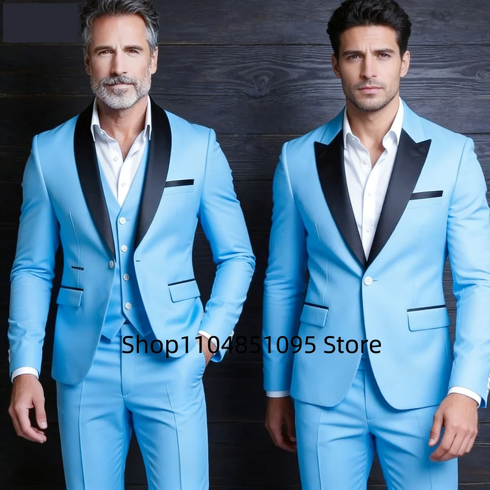 

Классический зеленый приталенный мужской смокинг из трех предметов, свадебный костюм для курения жениха с шалью и лацканами, однобортный пиджак, жилет и брюки, комплект