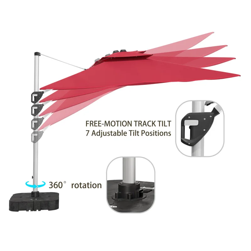 

Excellent Red Aluminum Outdoor Square Double Top Beach Umbrella With Great Sun Protection