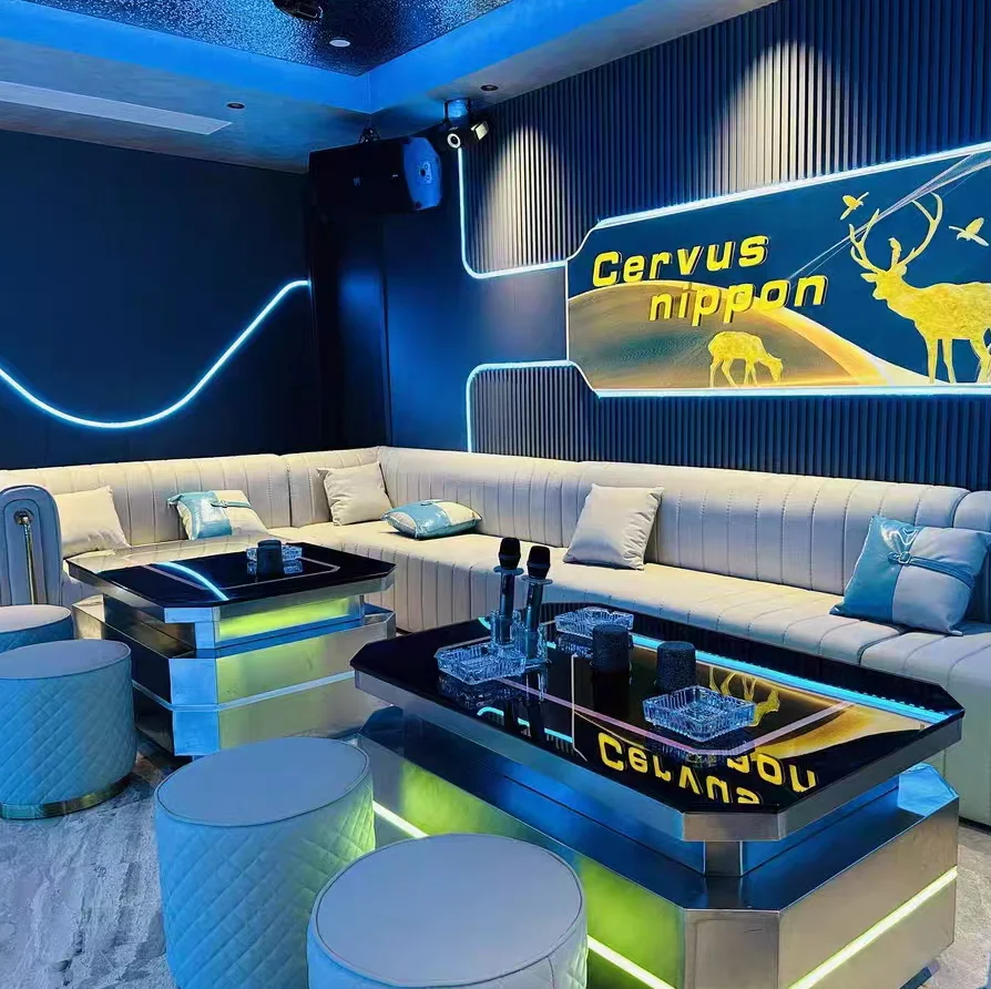 High End Night Club Sofa Seating KTV Customized Booth Bench And Bar Sofa Bar Illuminated Table Set Furniture
