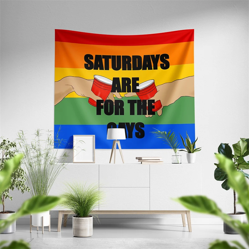 Aertemisi Saturdays Are For The Gays Tapestry Wall Hanging Art for Bedroom Living Room Decor Party Backdrop