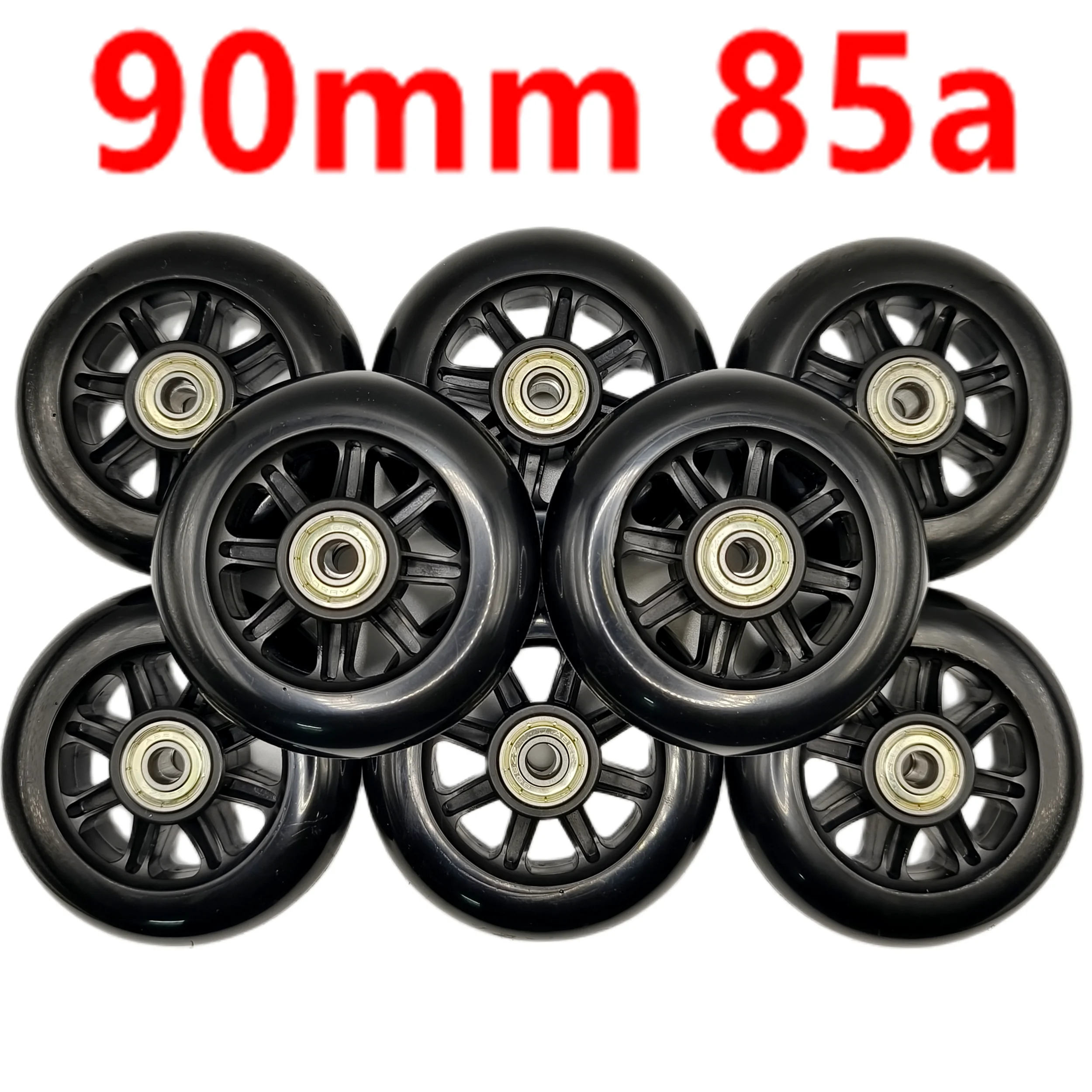 Speed wheel black 90mm 8wheels/lot 90x24mm 85a with bearing abec-7 abec-9