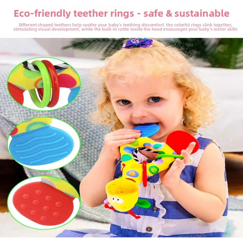 

Happy Monkey Baby Teething Toy Baby Hand Bell Newborn Soothing Doll Early Education Plush Toy
