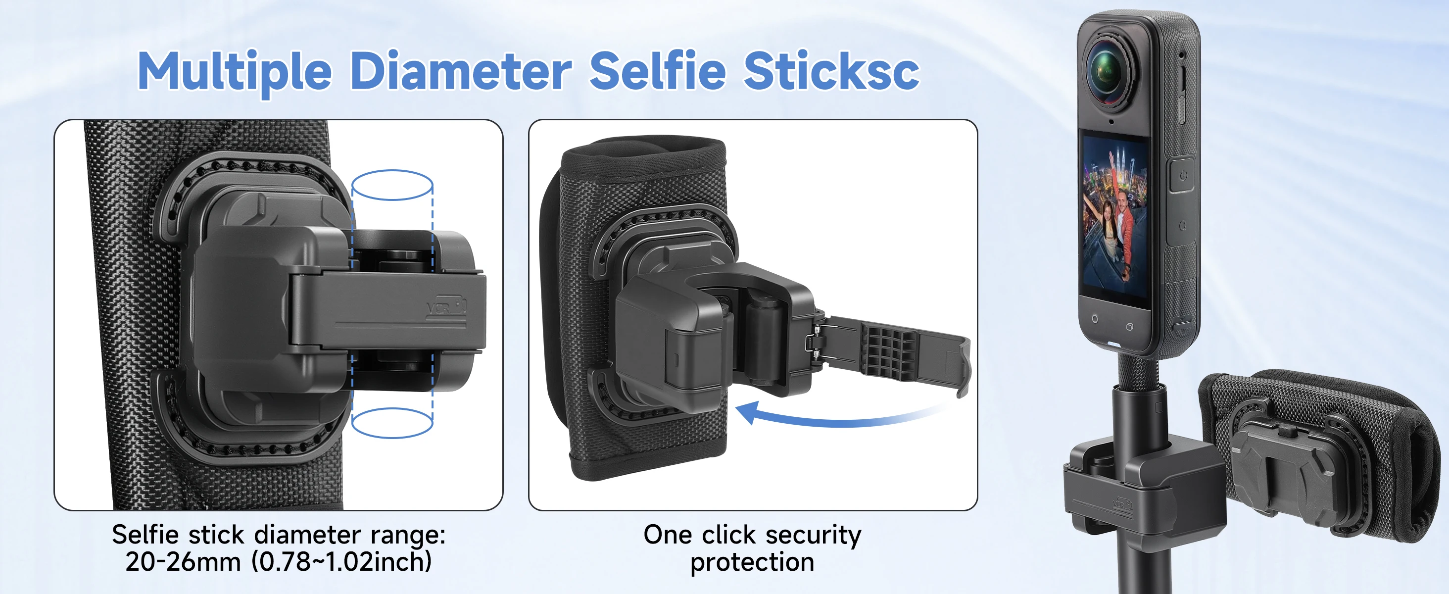 Selfie-Stick-Halterung Rucksack-Clip-Halterung für Insta360 X6 X5 X4 DJI Osmo 360 Action 6 5 Pocket 4 3 Gopro Hero 13 12 Zubehör – Detail 3