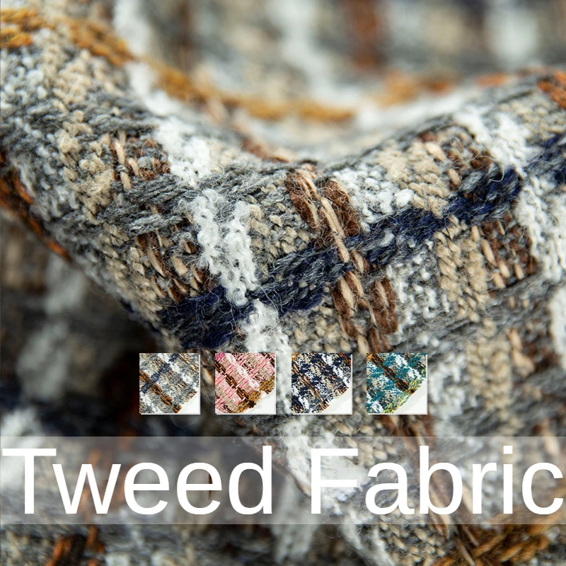 Plaid Tweed Fabric By The Meter for Clothing Coats Bags Skirts Vest Sewing Thickened Winter Soft Drape Decorative Cloth Fashion