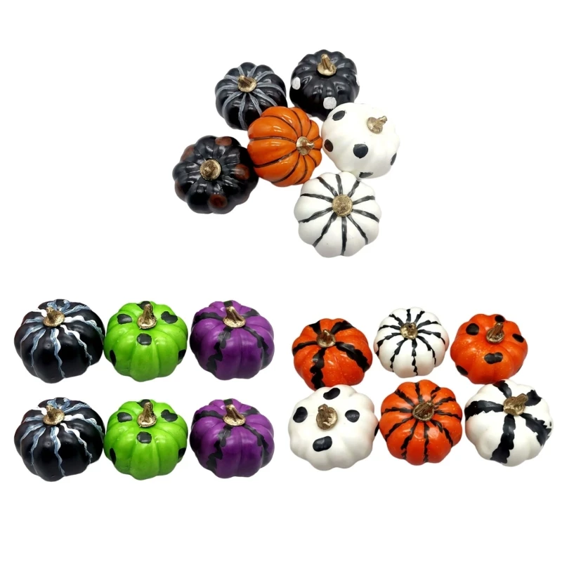 6pcs Festival Indoor Pumpkin Decors Halloween Pumpkin Ensembles Home Decoration for Table and Room Adornment