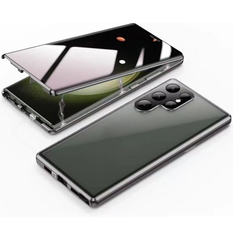 360 ° Protection Anti Peeping Metal Magnetic Case For Samsung Galaxy S26 S25 S24 S23 S22 Ultra Plus Double-Sided Glass Snap Lock