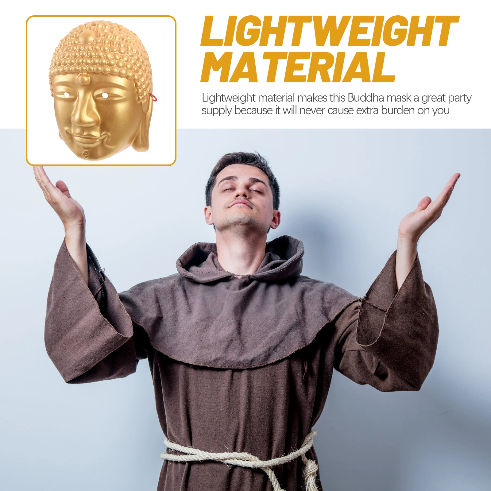 

1 Piece Buddha Mask Lightweight Masquerade Face Cover for Halloween Carnival Cosplay Party Costume Accessories Decorative Buddha