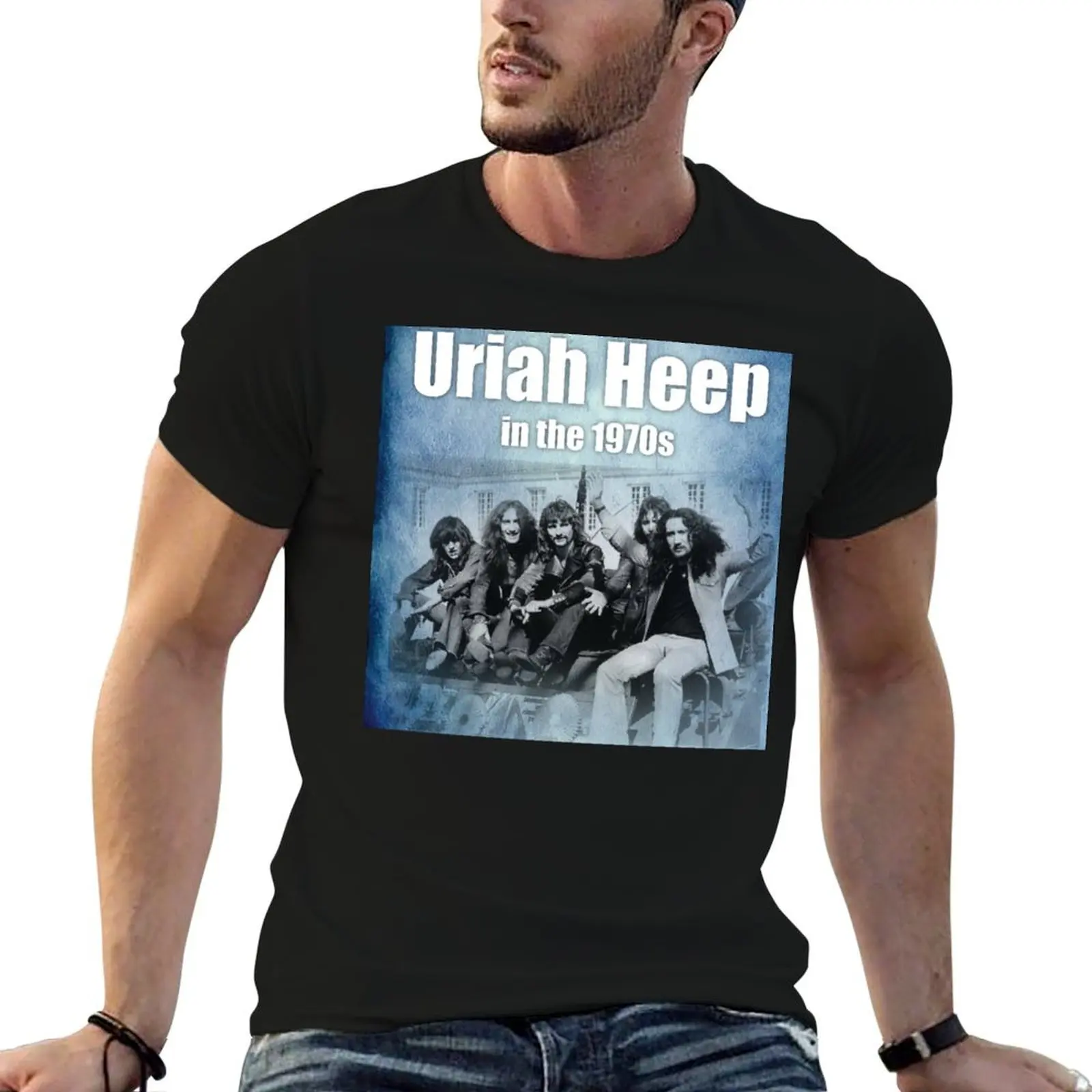 Футболка Uriah Heep 1970 Tour 2022 Husada, 100% хлопок, мужская однотонная футболка