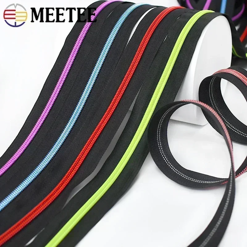 1-5Meters 5# Zippers Tape for Sewing + Zipper Slider Pulls Bag Purse Plastic Nylon Zips Heads Repair Kit DIY Clothes Accessories