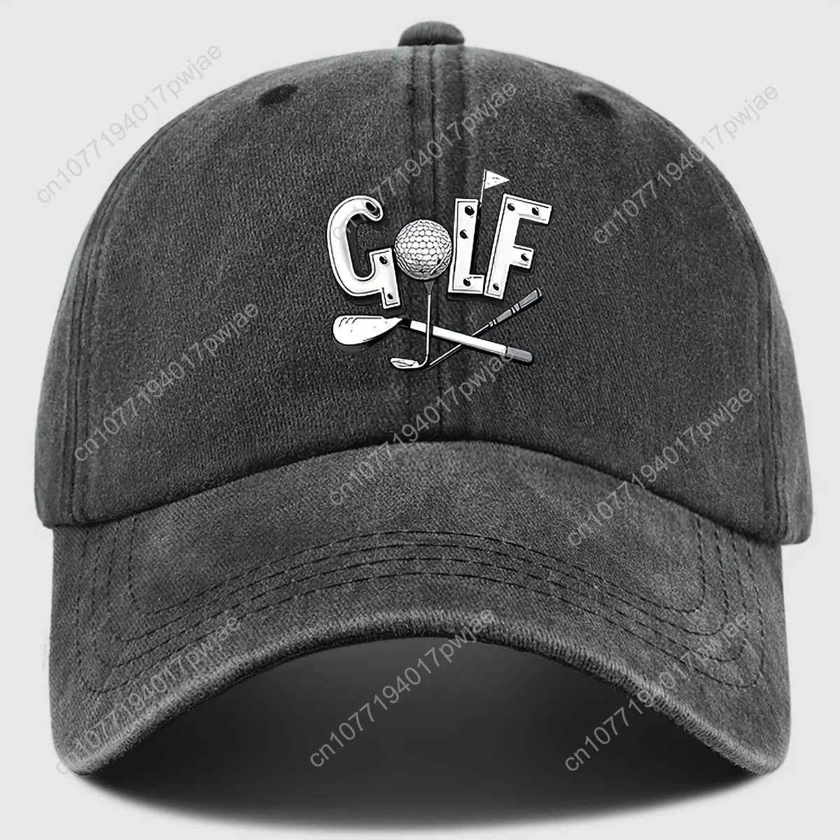 Boné de beisebol com estampa de golfe, chapéu de pai ajustável respirável para homens e mulheres, boné de caminhoneiro estilo urbano com clube de golfe e design de bola, 1 peça