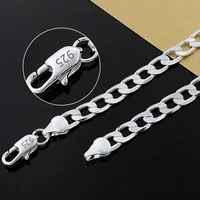 Collier en argent sterling 925 pour hommes et femmes, 16/18/20/22/24 pouces, chaîne classique de 6 mm, bijoux de luxe, cadeaux de mariage et de Noël 3
