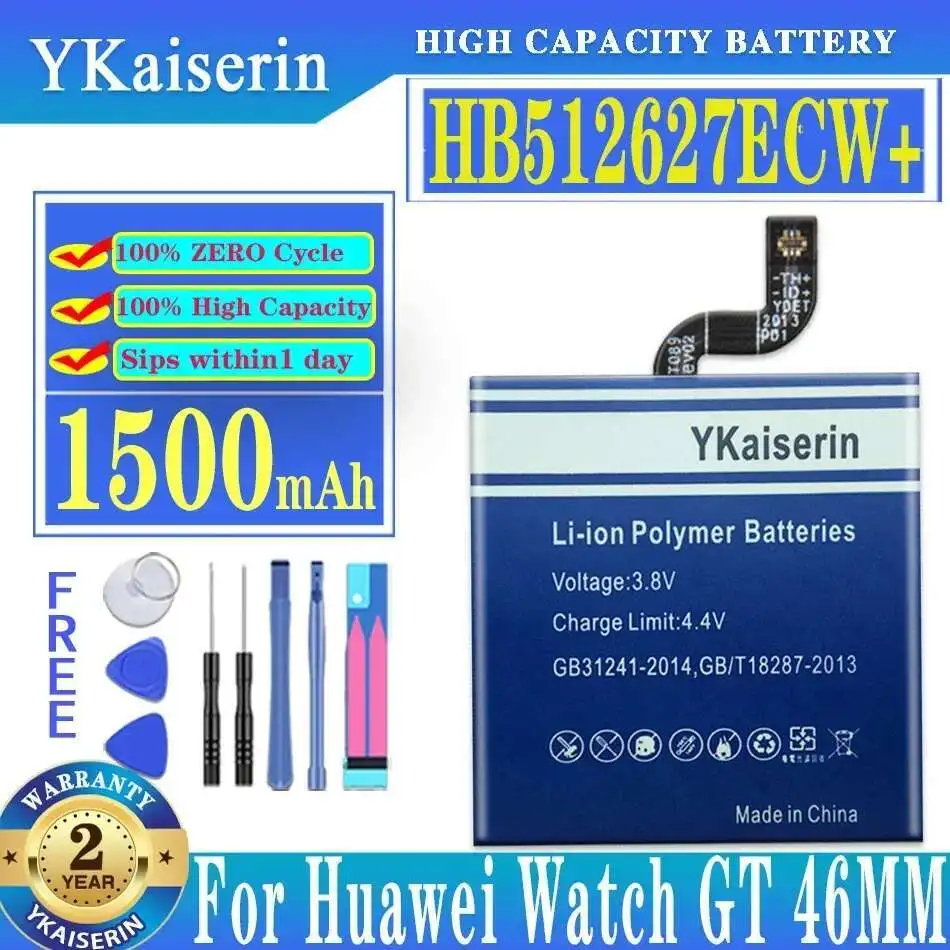 

HB512627ECW+ 46Mm Long Lasting For Huawei Watch GT 46MM Ftn-B19 1500Mah High-Capacity Battery