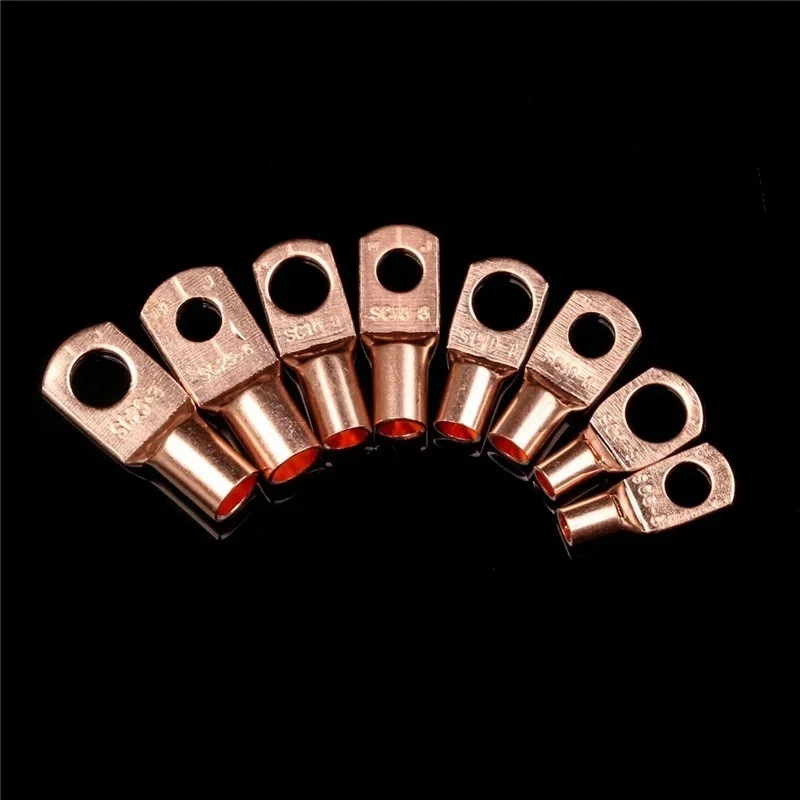 60/140/220/260PCS SC Electrical Terminals for Cable Lugs Tinned Copper Lug Ring Wire Connectors Bare Cable Terminals