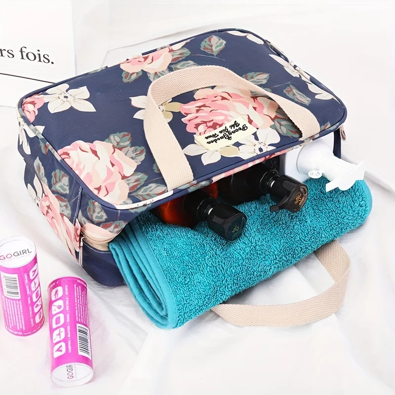 1PC New Portable Makeup Bag, Wash Bag, Travel Outdoor Large Capacity Portable Storage Bag, Bathing Waterproof Shower Bag