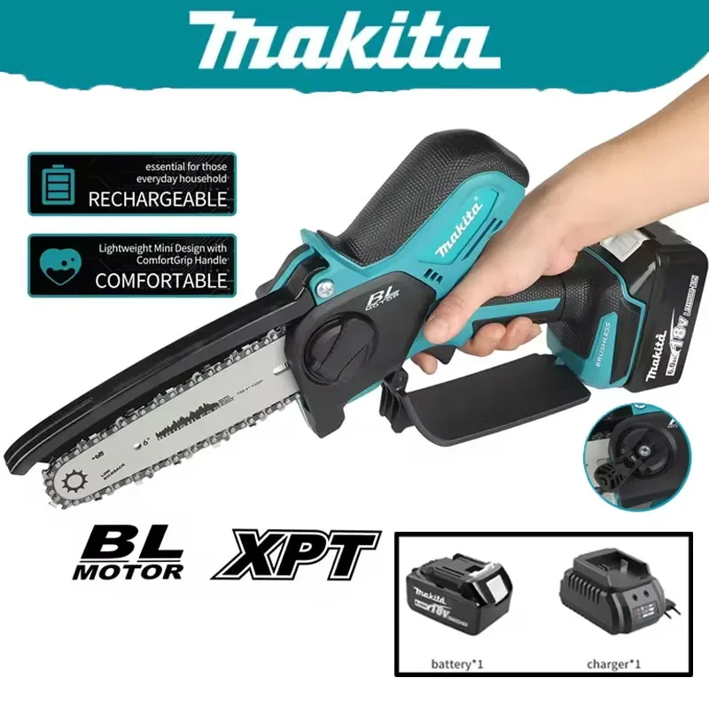

Аккумуляторная цепная пила Makita 18В 2026 года для деревообработки, маленькая ручная электрическая 6-дюймовая мини-пила для распиловки древесины, портативная цепная пила-сабля