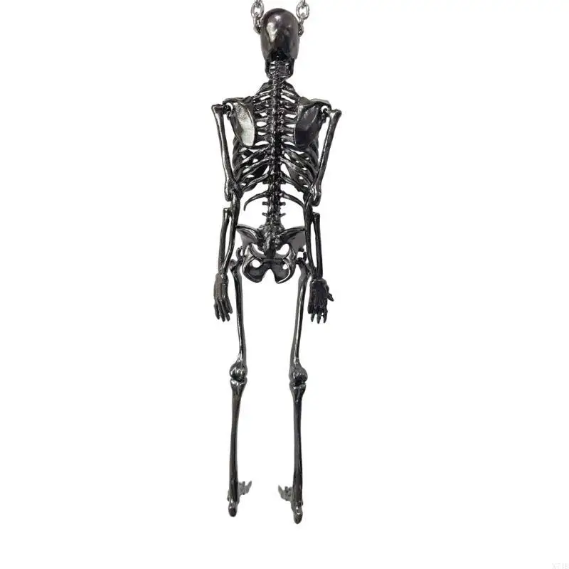  Edgy Skull Pendant Necklace Fashionable Skeleton Neckchain Street Culture Inspired Clavicle Chain for Trendsetters