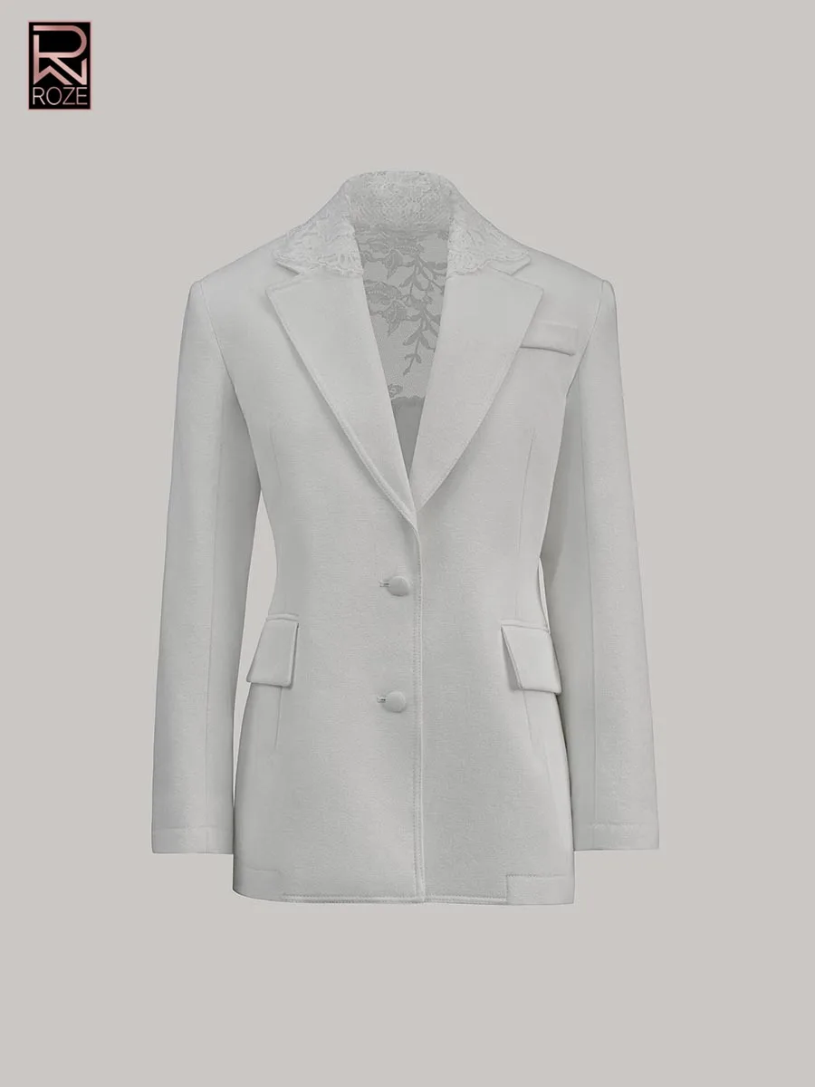 

Однотонная кружевная прозрачная сексуальная куртка для женщин с лацканами и длинными рукавами, утягивающие лоскутные куртки на шнуровке, женская мода