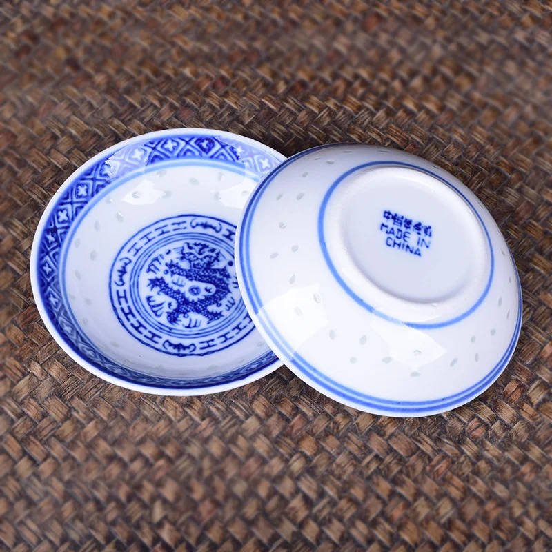 3Pcs 4 inch Blue And White Porcelain Flavor Dish Chinese Traditional Dragon Pattern Ceramic Small Dish