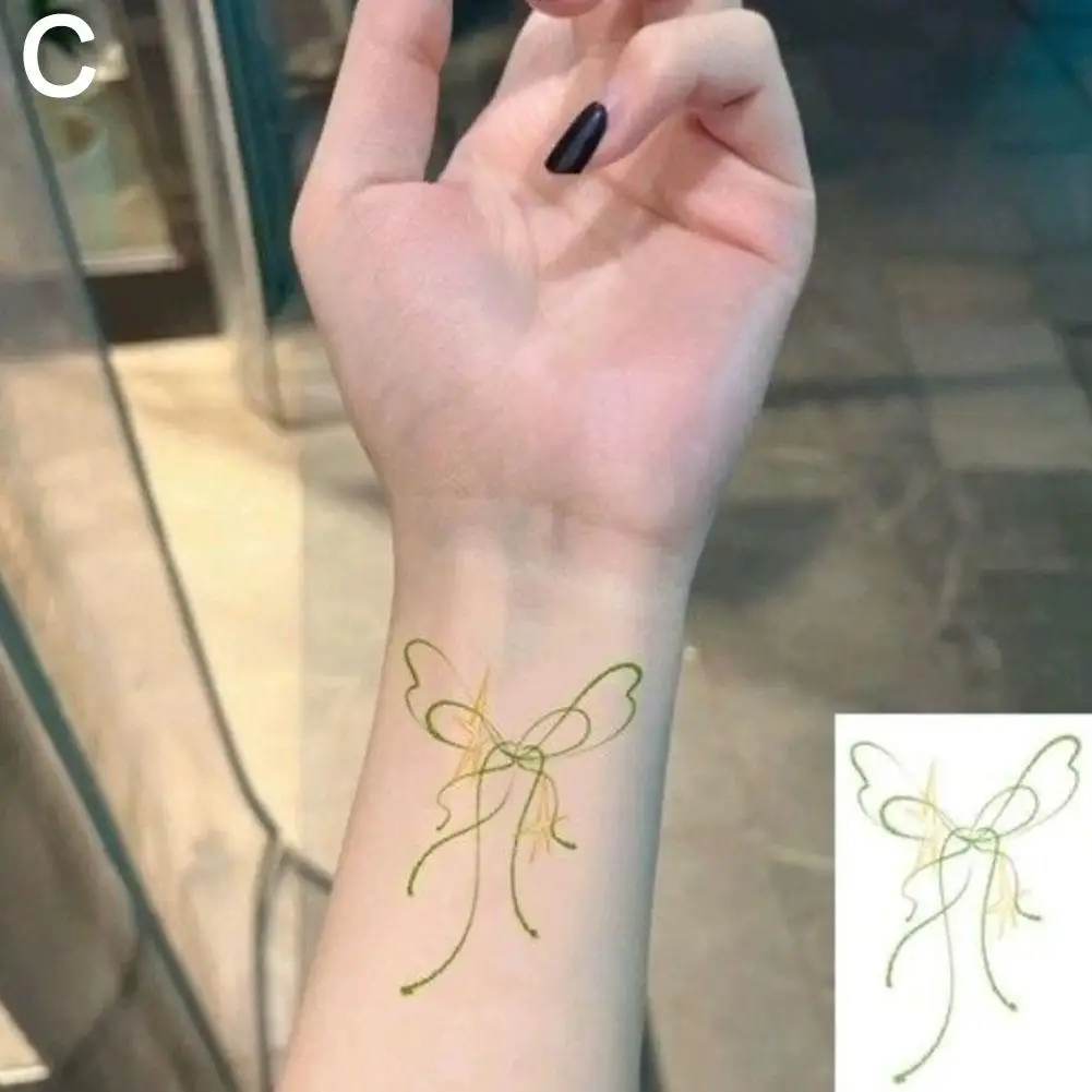 Dark Line Butterfly Cartoon Tattoo Stickers Cute Bow Sexy Tattoos for Women Fake Arm Shoulder Thigh Body Art Temporary Tatt N0O2