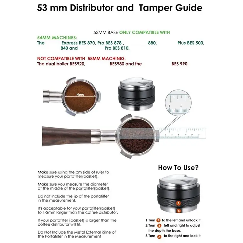 YANA50I Adjustable Depth Coffee Leveler Dual Head Coffee Leveler Professional Espresso Hand Tampers