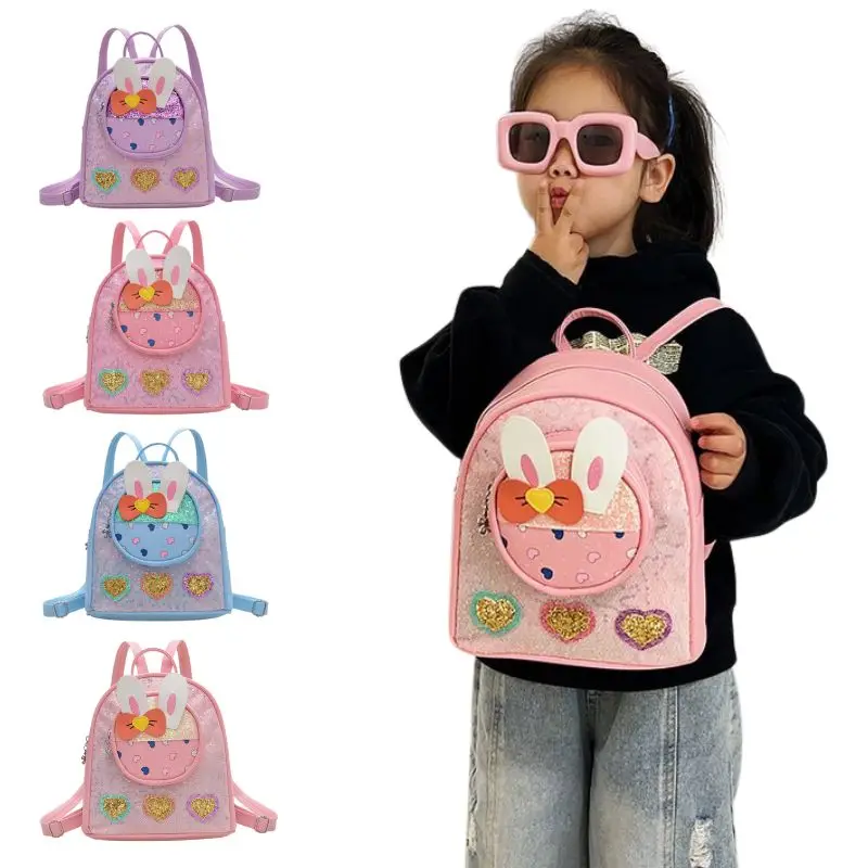 PU Sequin School Backpack for Girls Kids Kawaii Kindergarten Elementary Bookbag Glitter Sparkly Back Pack Festival Gift