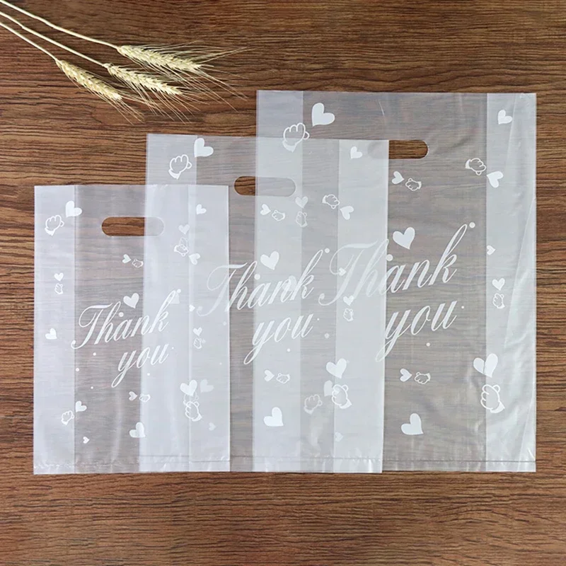 Love Thank You Gift Packaging Bags 20x30cm Retail Shopping Bag With Handle Baby Shower Christmas Candy Cake Pastry Wrapping Bags