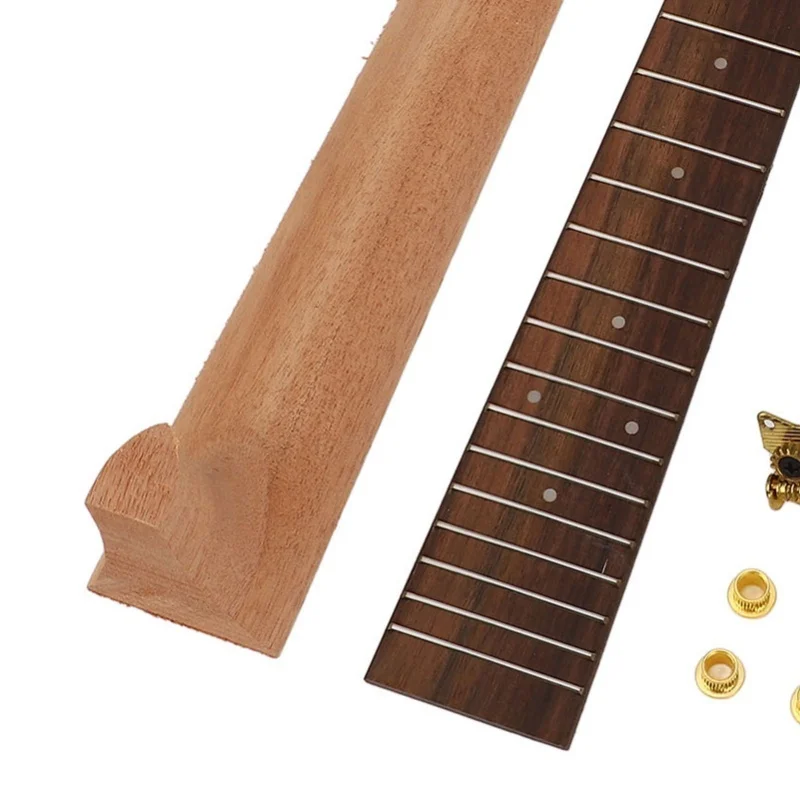 Ukulele Neck Fretboard Replacement Kit Neck String Knobs Bridge Rosewood Fingerboard Set For 23 Inch Ukulele