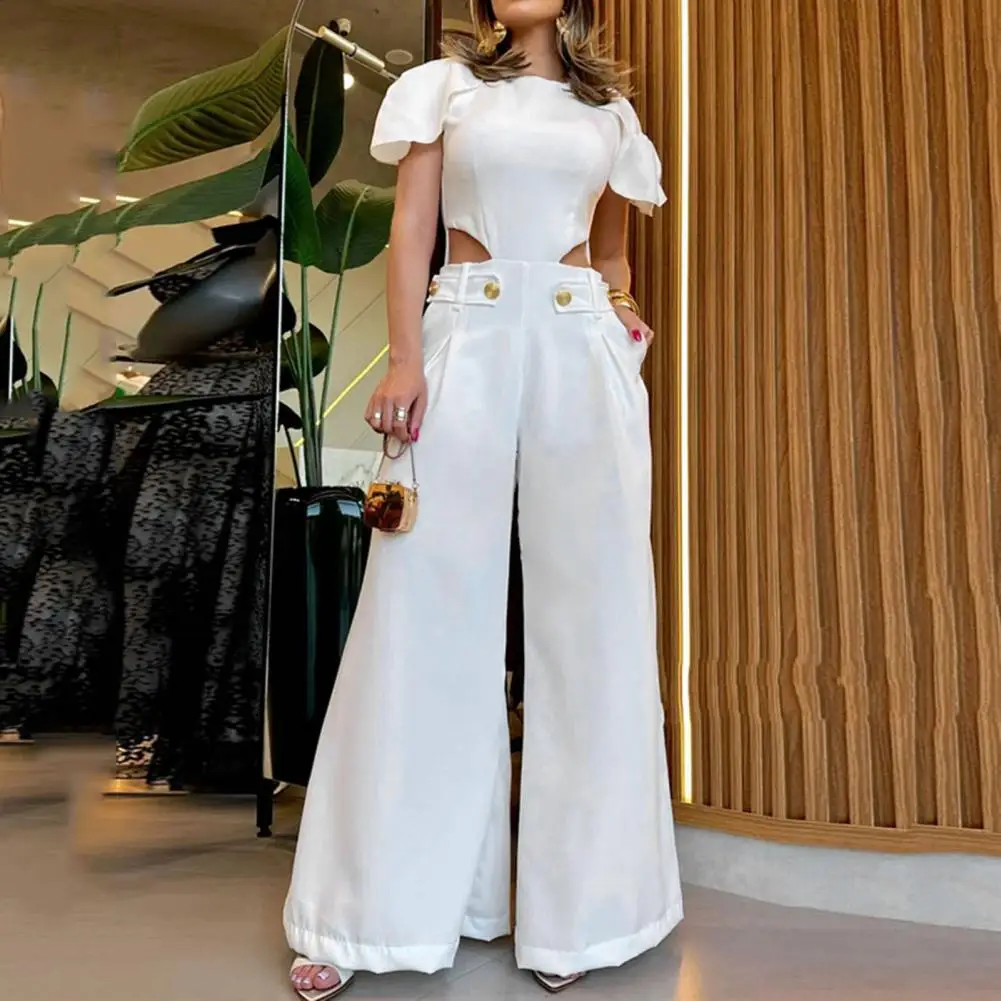 

Lightweight Summer Jumpsuit Elegant Women's Summer Jumpsuit with Wide Leg Pockets for Formal Events Parties Stylish for Prom