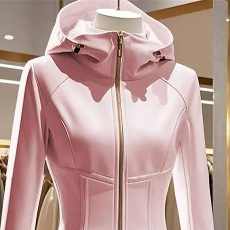 

2026 весенне-осенняя одежда, новые женские толстовки с капюшоном, куртка, верхняя толстовка, уникальное супер красивое розовое пальто с капюшоном