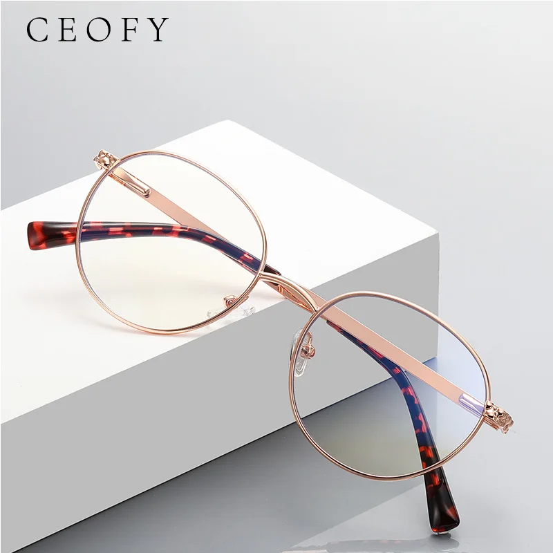 Ceofy Women Fashion Cat Eye Myopia Eyeglasses Frame Optical Vintage Prescription Glasses Frame New Arrival 2001