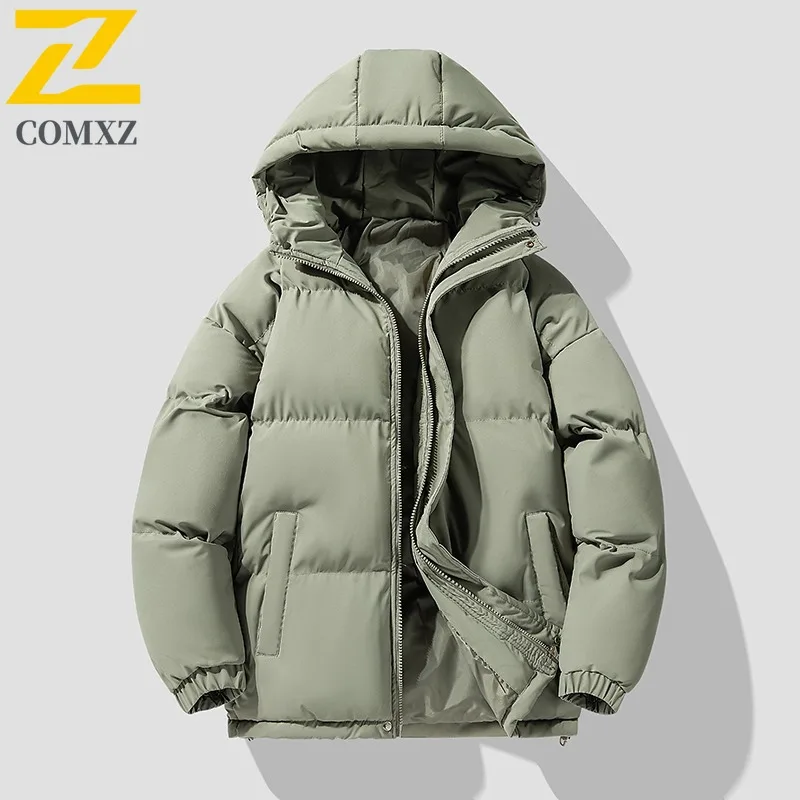 

COMXZ Men Bread Jacket High Quality Thick Solid Color Loose Outdoor Snowy Hiking Padded Jacket Fishing Windproof Winter Padding