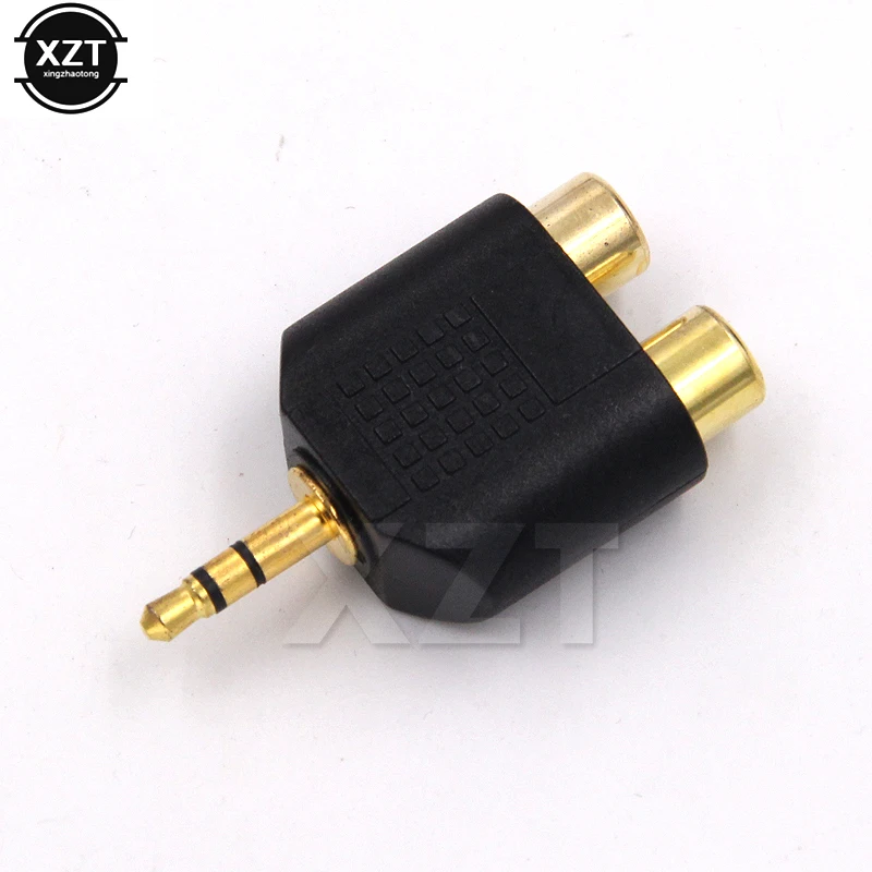 NEW Stereo M/F Male Jack Plug Out To 2 RCA Female Splitter Adapter Connector Stereo 3.5mm Male To 2X RCA Female Adapter