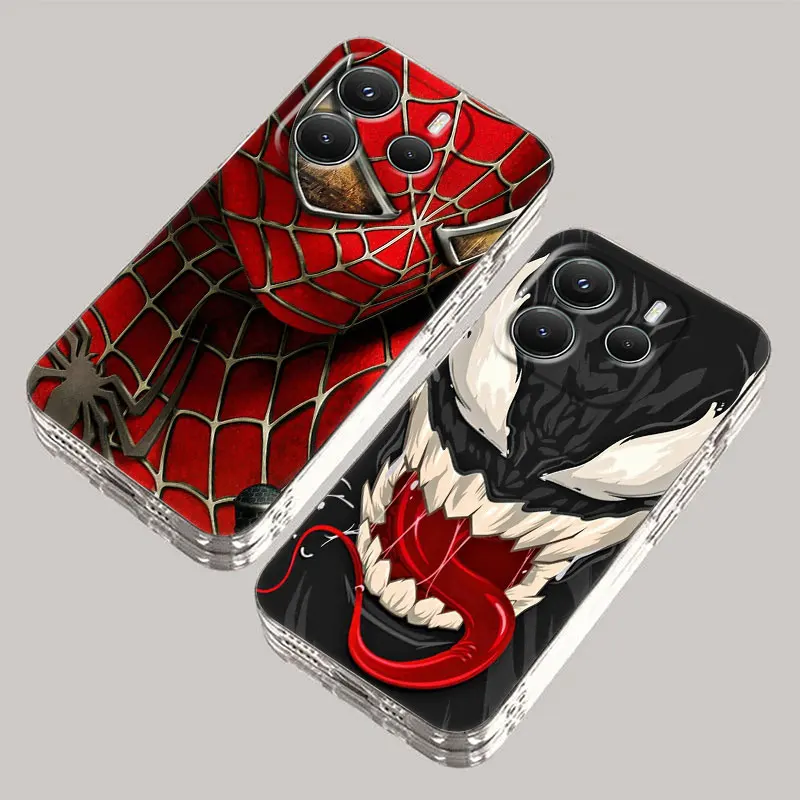 

Marvel Spiderman Venom Deadpool Phone Case For Redmi Note 15 Pro 14 13 12 11 10 15 Pro + Plus A7 10C 12C 13C 14C 15C Clear Cover